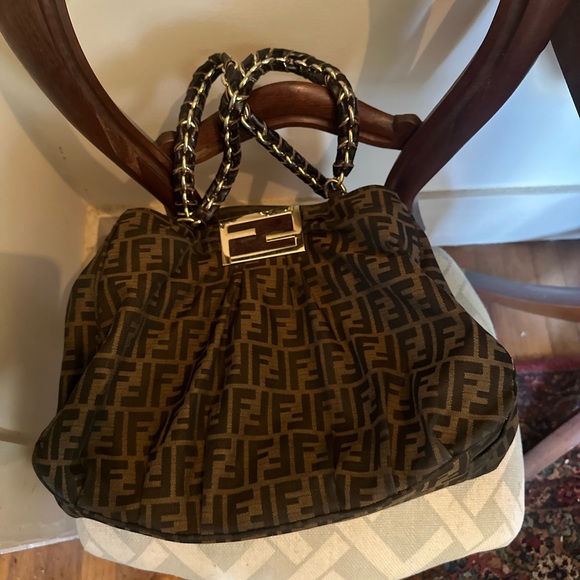 Fendi Black and Brown Shoulder Bag